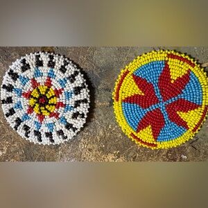 3” beaded rosettes vintage hand crafted